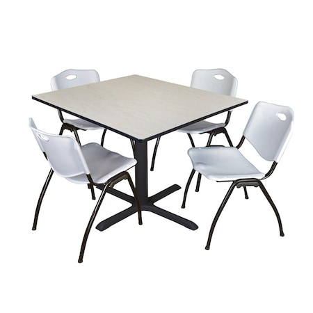 Cain Cain Square Table & Chair Set, Wood, Metal, Plastic Top, Maple TB4848PL47GY